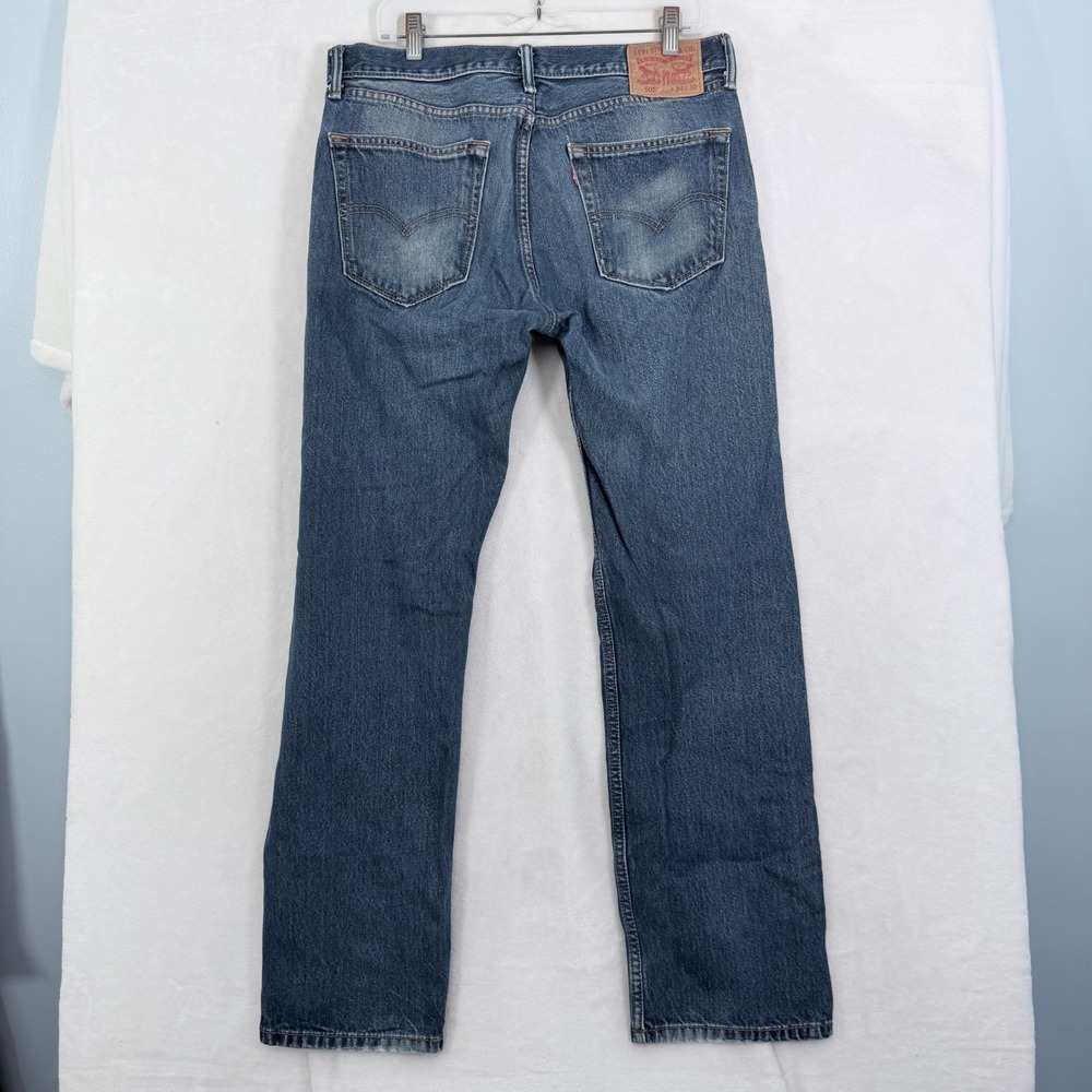 Levis 505 Jeans Mens 34x32 (34x31) Blue Relugar Fit Straight Leg - Picture 9 of 9